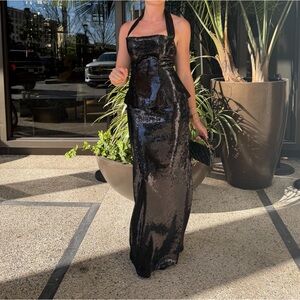 Meshki Black Sequin Maxi Dress